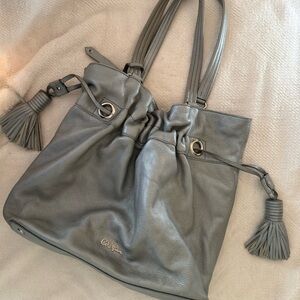 Cole Haan Silver-Gray Leather Tote Bag
